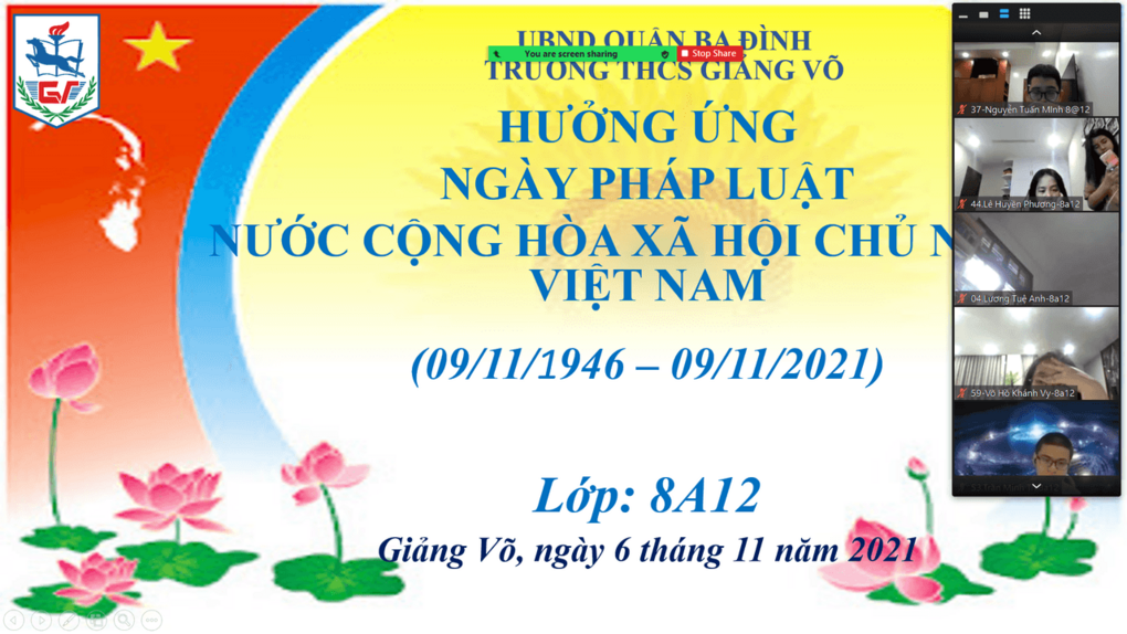 Học sinh trường THCS Giảng Võ “Hưởng ứng Ngày Pháp luật  nước Cộng hoà xã hội chủ nghĩa Việt Nam”  (09/11/1946 – 09/11/2021)