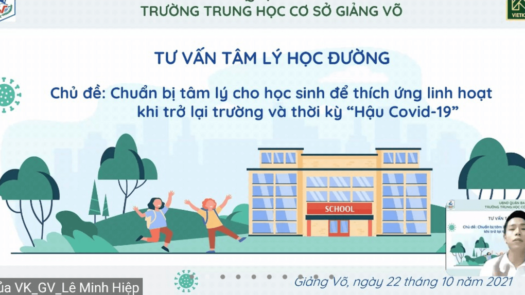 Học sinh trường THCS Giảng Võ tham gia buổi tư vấn tâm lý với chủ đề Chuẩn bị tâm lý cho học sinh để thích ứng linh hoạt khi trở lại trường và thời kỳ “Hậu Covid-19”