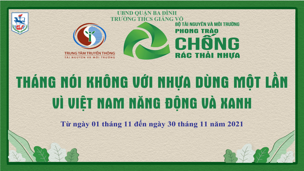 Học sinh trường THCS Giảng Võ hưởng ứng  chương trình “Tháng nói không với nhựa dùng một lần”