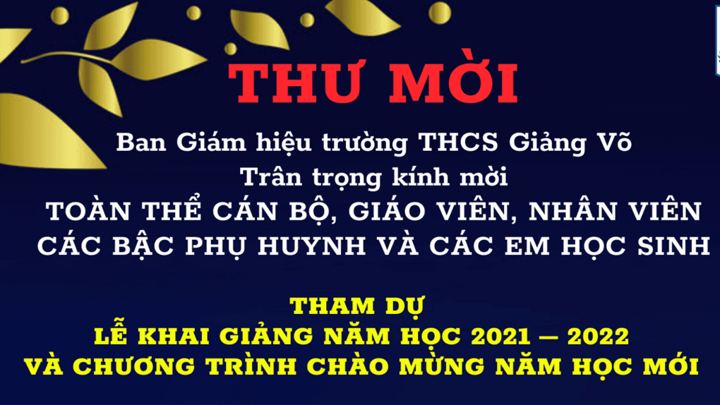 Thư mời tham dự chương trình Chào mừng năm học mới của trường THCS Giảng Võ