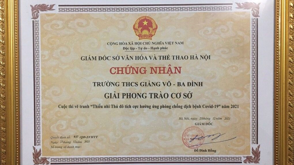 Học sinh trường THCS Giảng Võ chung tay đẩy lùi dịch bệnh Covid-19 bằng màu sắc và nét vẽ