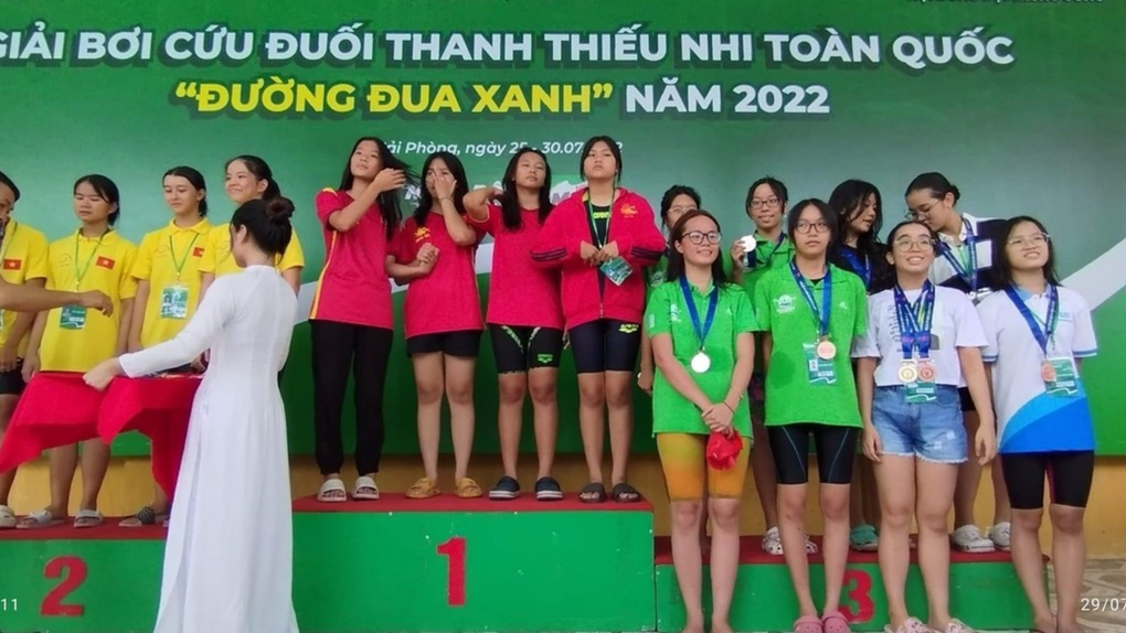 Học sinh trường THCS Giảng Võ giành huy chương Vàng tại Giải Bơi cứu đuối thanh thiếu nhi toàn quốc “Đường đua xanh” năm 2022