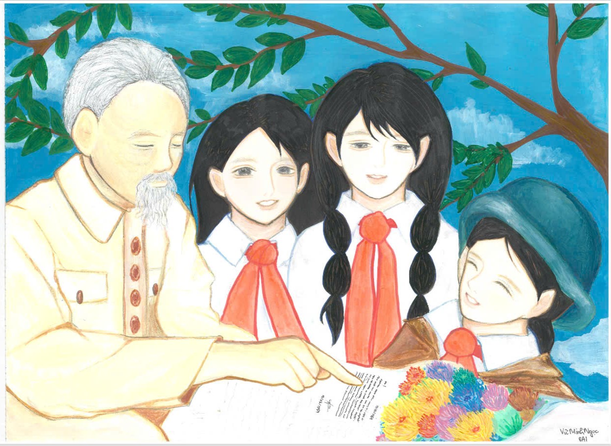 Học sinh trường THCS Giảng Võ tích cực tham gia cuộc thi vẽ tranh “Bác Hồ với thiếu nhi - Thiếu nhi với Bác Hồ” năm 2025