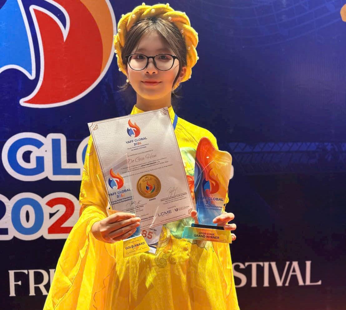 Đưa giai điệu dân tộc vươn xa, học sinh trường THCS Giảng Võ giành giải Vàng trong Liên hoan và Cuộc thi Hữu nghị Nghệ sĩ trẻ (YAFF GLOBAL) năm 2026