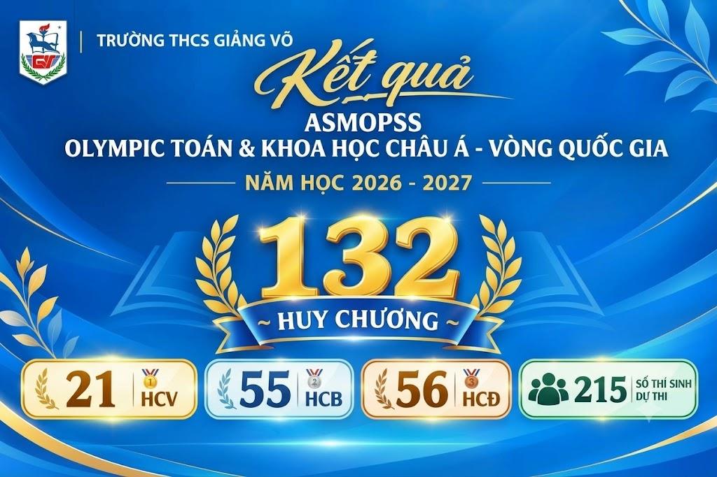 132 tấm huy chương lấp lánh tại Vòng Quốc gia Kỳ thi Olympic Toán học và Khoa học châu Á ASMOPSS 2026 của học sinh Giảng Võ